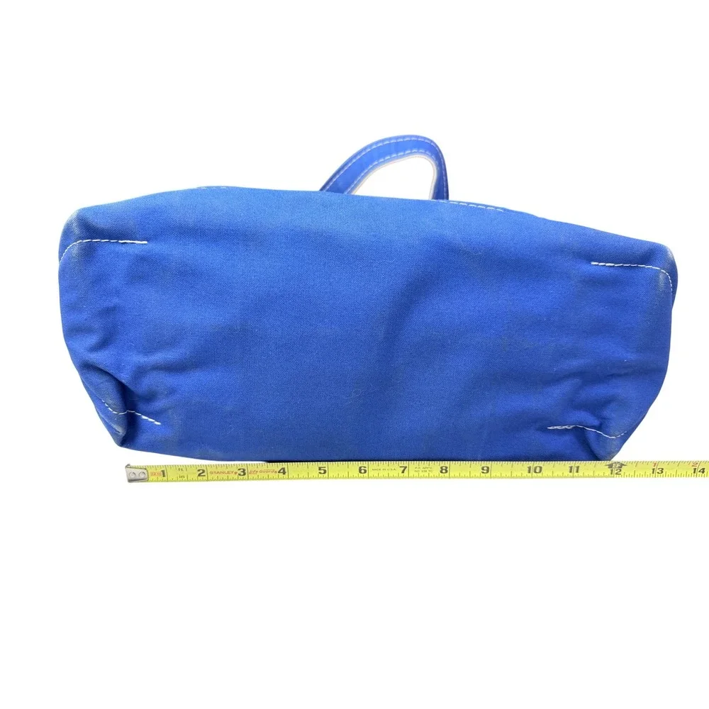 LLBean Boat and Tote Bag Blue White Canvas Zippered‎ Personalized Spunky